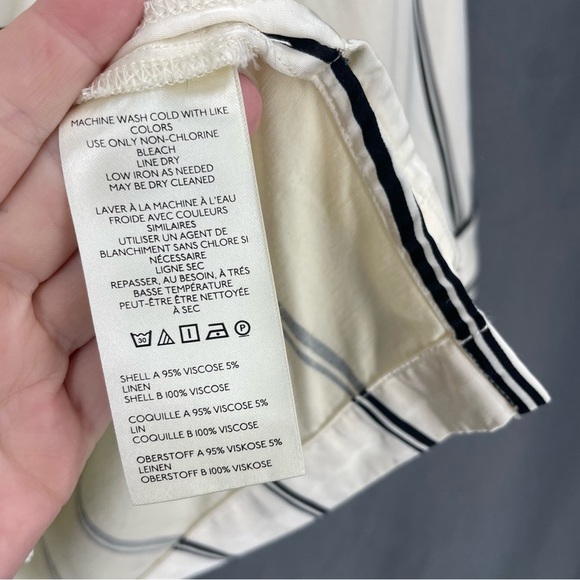 Free People Rorie Striped Satin Long Sleeve Button Up Blouse Top - Picture 9 of 10